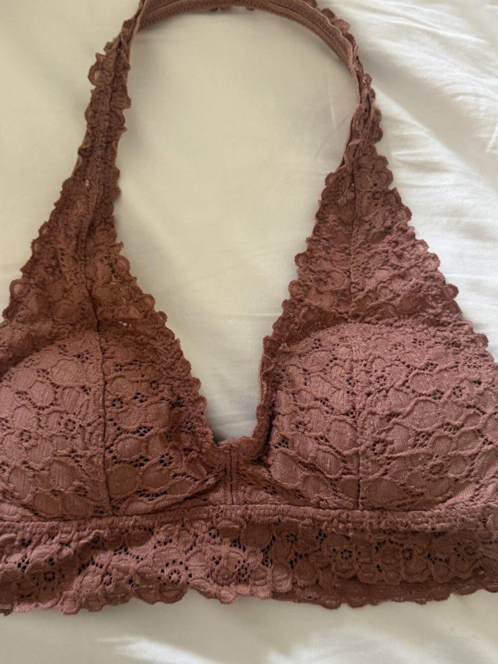 Aerie Mauve Lace Padded Wireless Bralette Size XS
